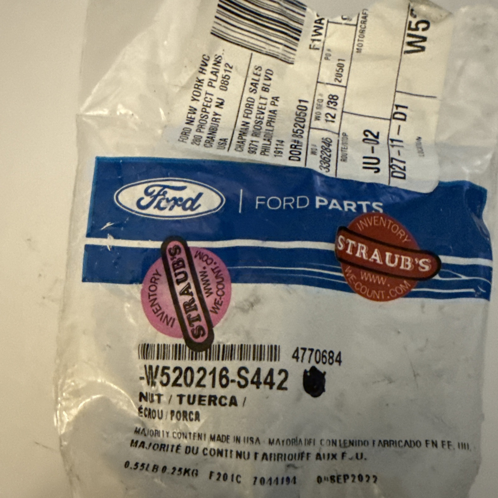 (1) Genuine Ford Front Insulator Nut W520216-S442 Sold Individually - Image 3