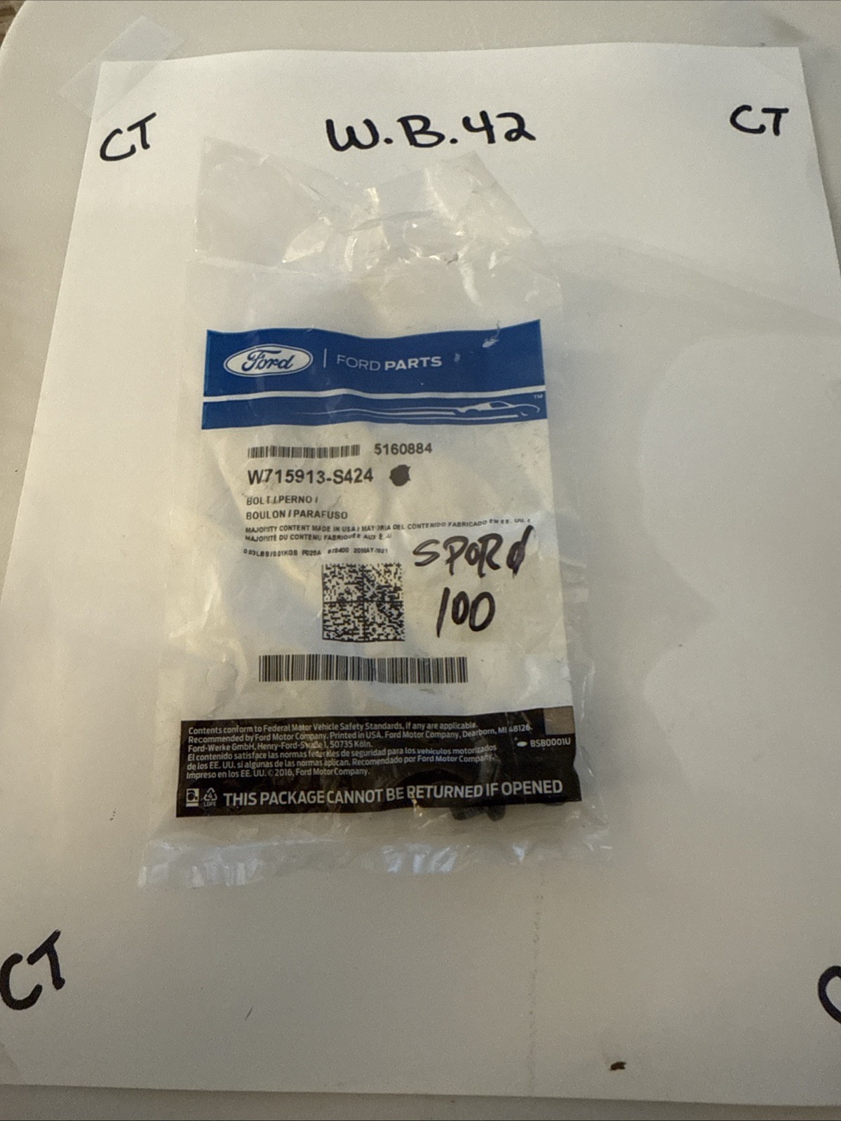 (1) Genuine Ford OE Bolt W715913-S424 Sold Individually