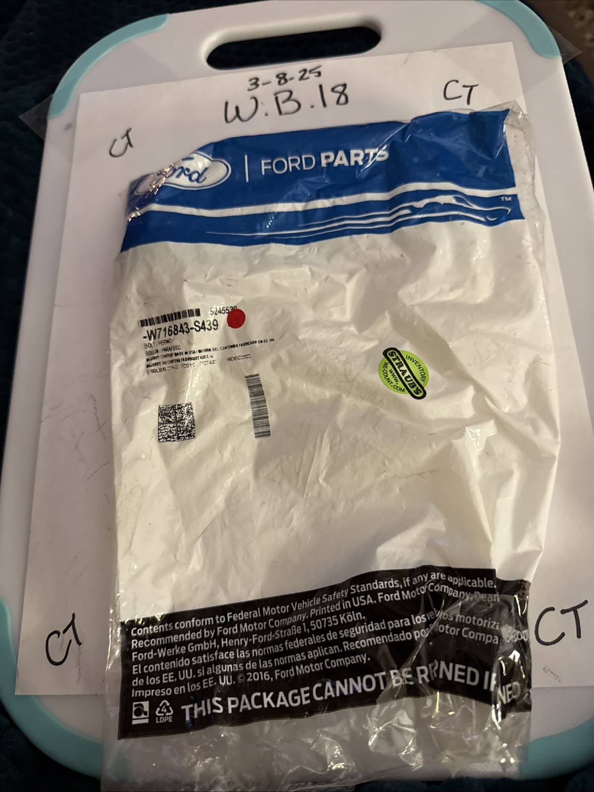 (1) NOS W716843-S439 Brake Caliper Bolt for Ford