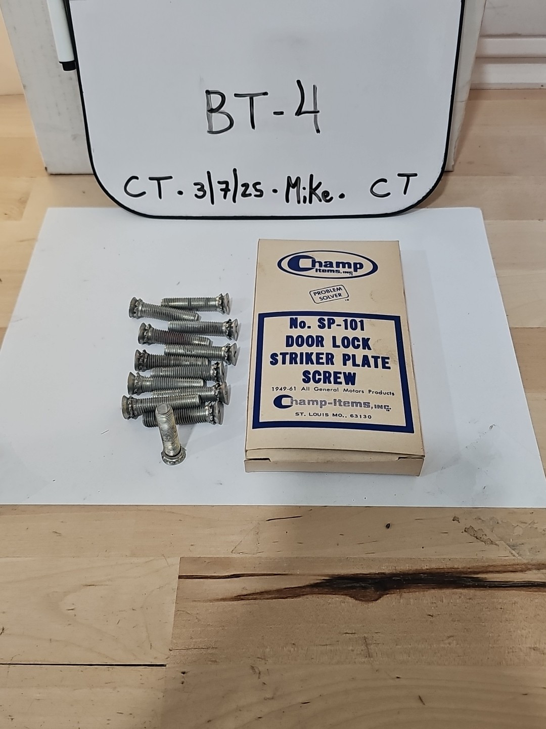 1 Pkg of 12- Champ SP-101 Striker Plate Screws 1949- 1961 All General Motors