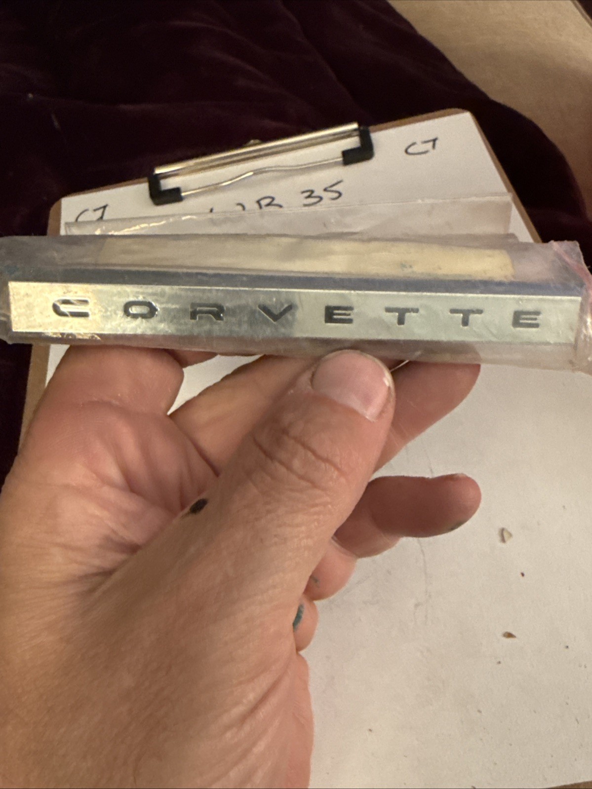 1961 Corvette NOS Genuine GM 3779671 Trim Plate Front Fender Emblem - Image 3