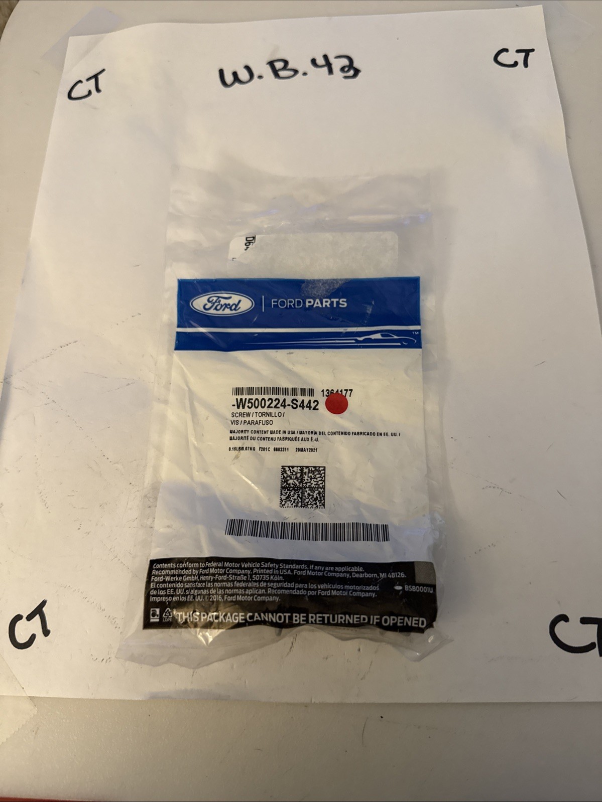 (1)Genuine Ford Steering Column Screw W500224-S442 Sold Individually