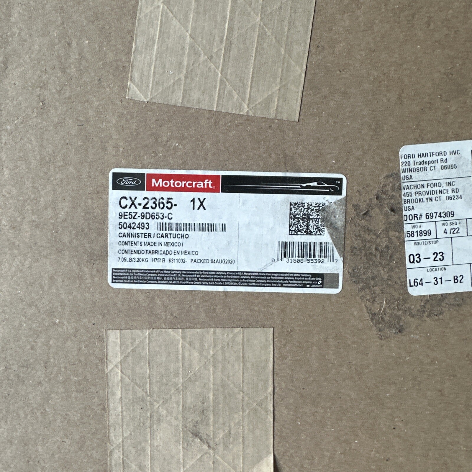 2010 Lincoln MKZ Fuel Vapor Evaporator Emission EVAP Canister 9E5Z-9D653-C OEM