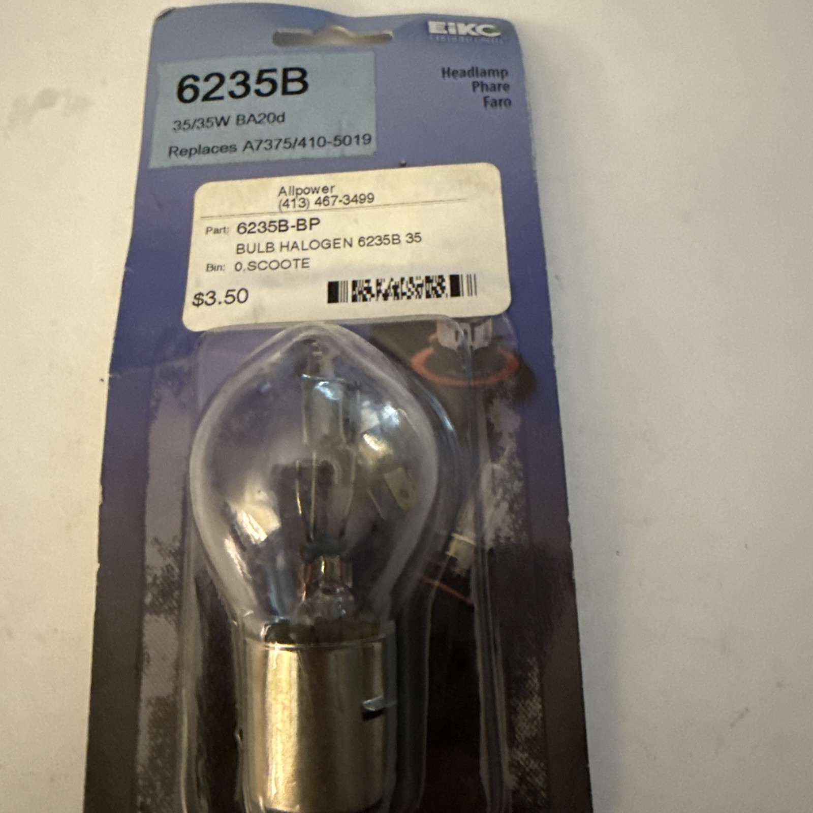 6235B Eiko 35W 12V Replacement Headlamp Bulb Quantity Of 1 Bulb Per Pick - Image 3