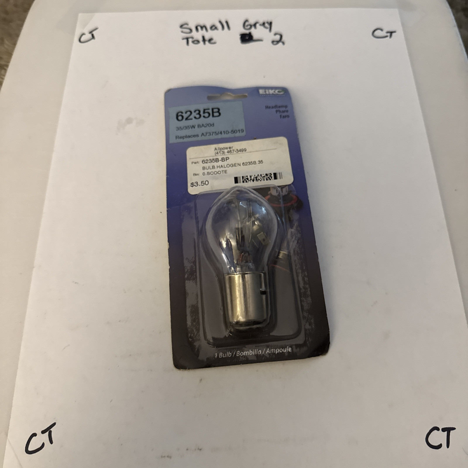 6235B Eiko 35W 12V Replacement Headlamp Bulb Quantity Of 1 Bulb Per Pick