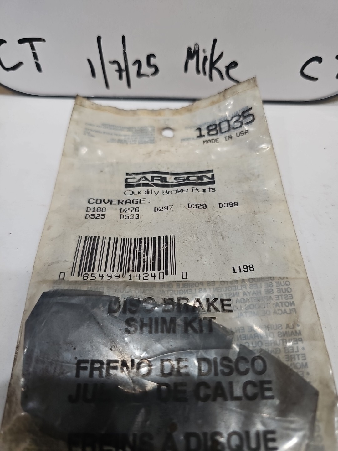 Carlson 18035 Disk Brake Shim Kit - Image 3