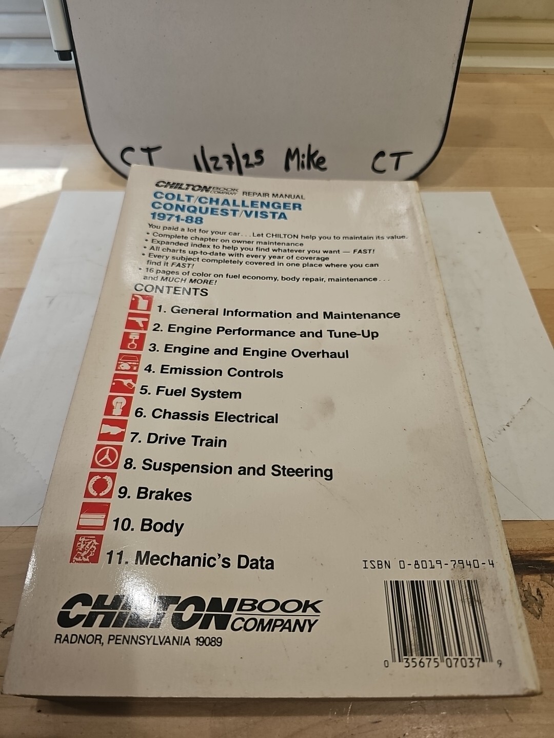 Chilton Dodge Colt Challenger Conquest Vista 1971-1988 Repair Manual 7037 - Image 3