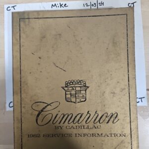 Cimarron by Cadillac 1982 Service information manual repair Book