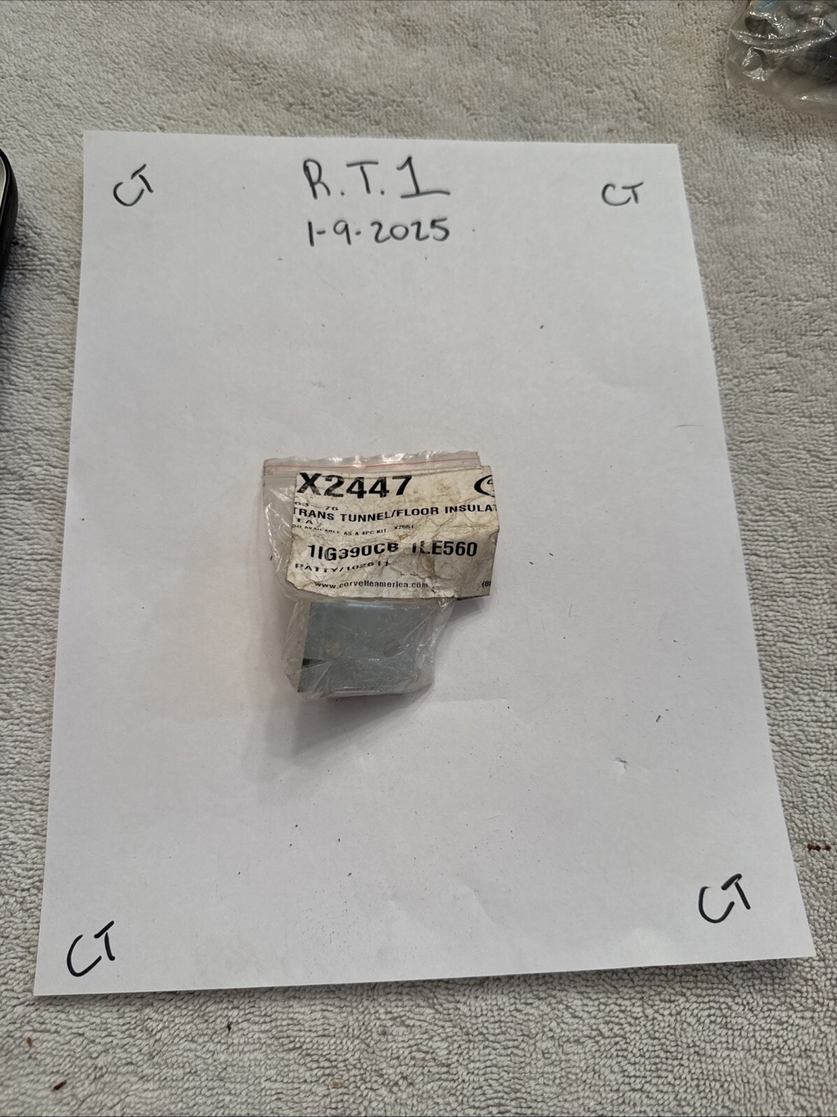 Corvette America Trans Tunnel/floor Insulator X2447