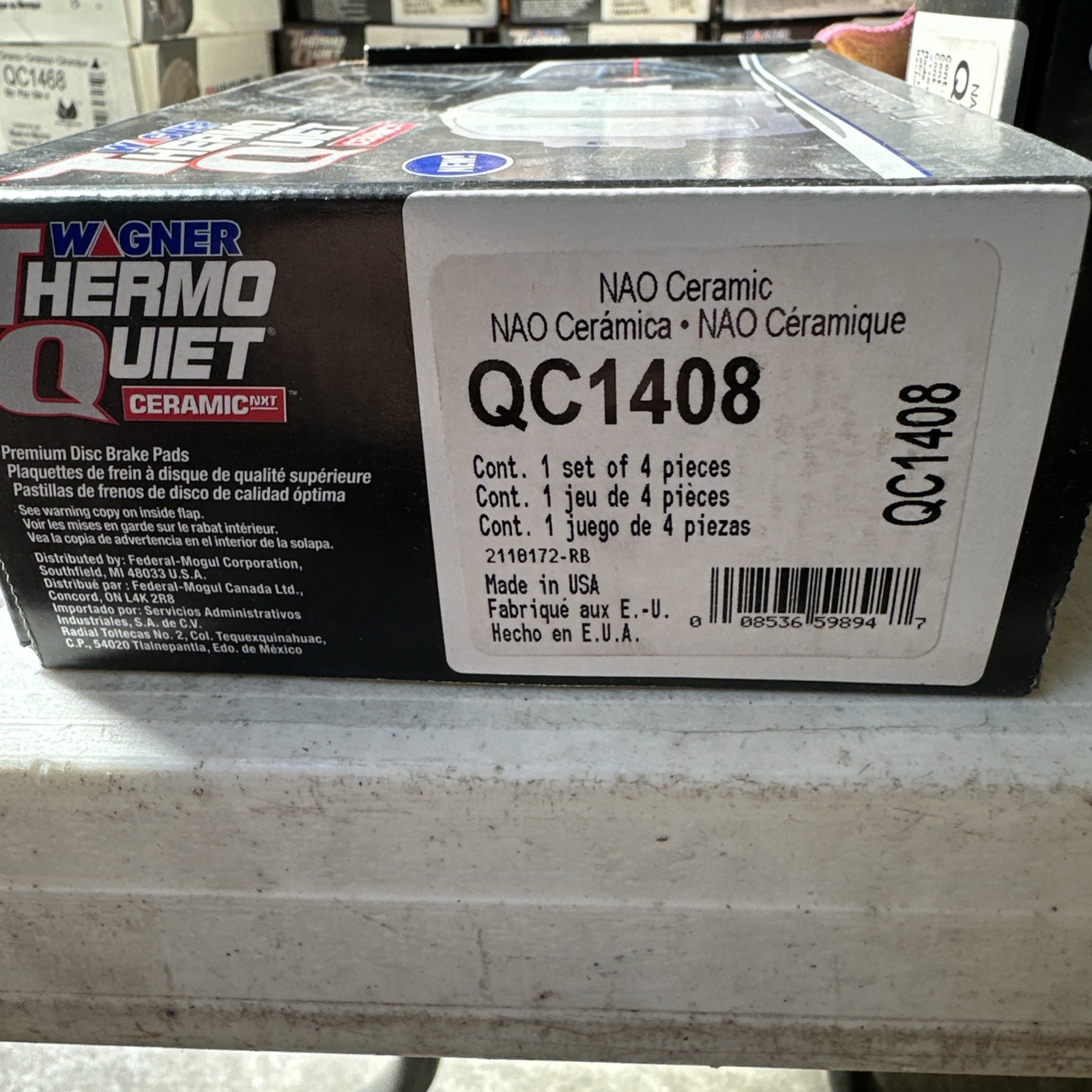 Disc Brake Pad Set-ThermoQuiet Disc Brake Pad Front Wagner QC1408 - Image 3