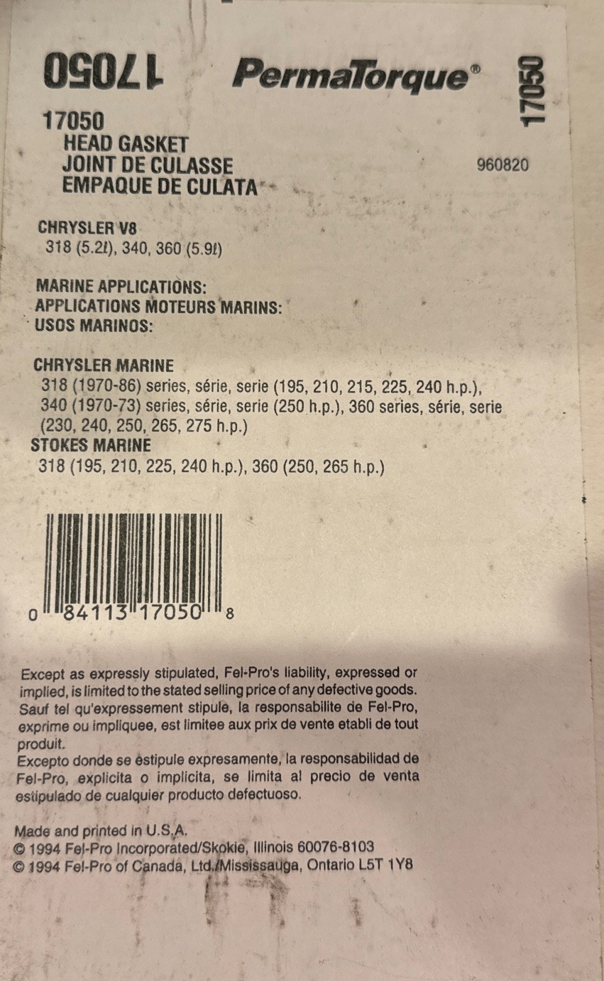 Fel-Pro 17050 Marine Cylinder Head Gasket - Image 3