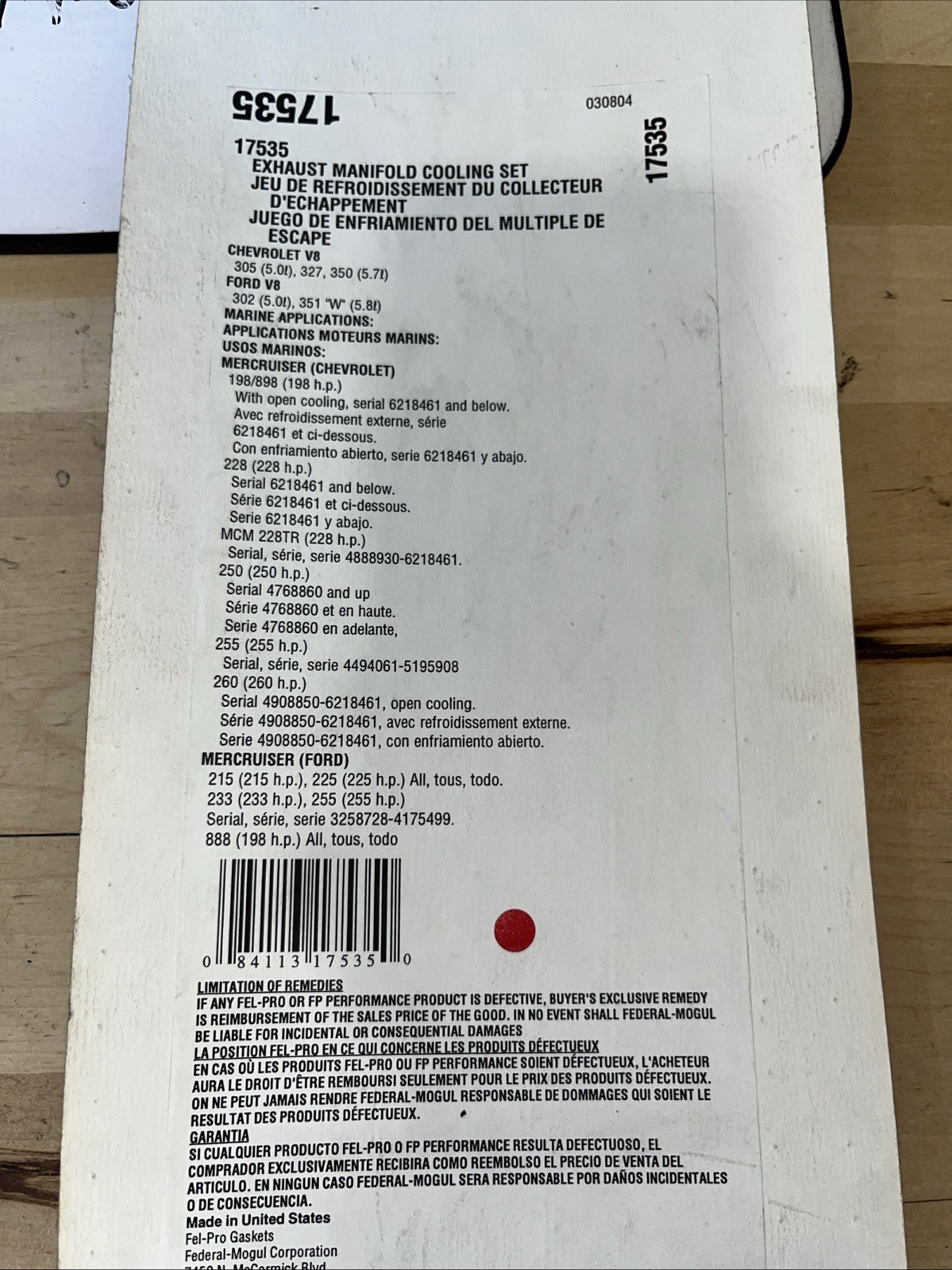 Fel-Pro 17535 Marine Exhaust Manifold Cooling Set - Image 3