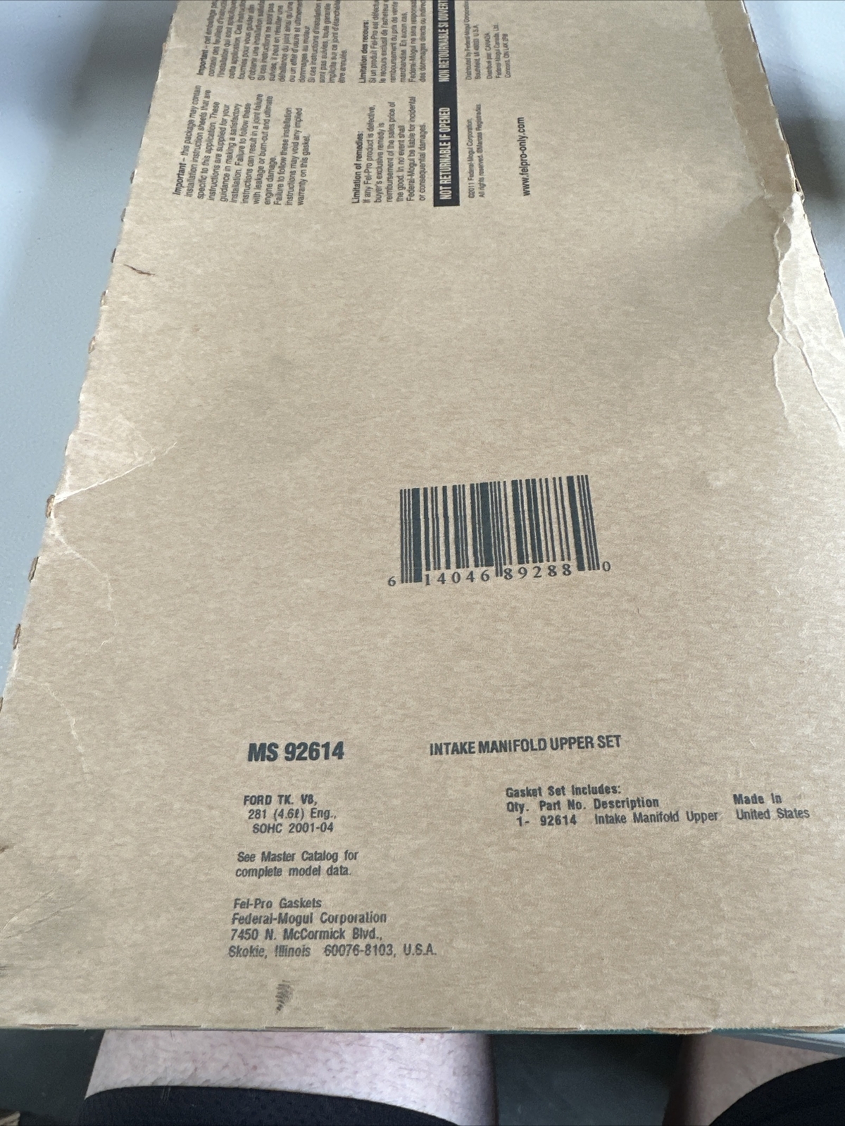 Fel-Pro MS 92614 Fuel Injection Plenum Gasket Set