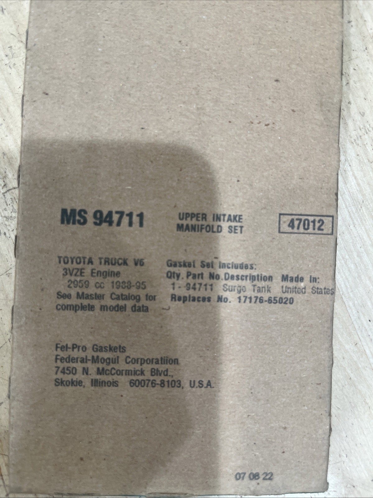 Fel-Pro MS 94711 Fuel Injection Plenum Gasket Set For 88-95 4Runner Pickup T100 - Image 3