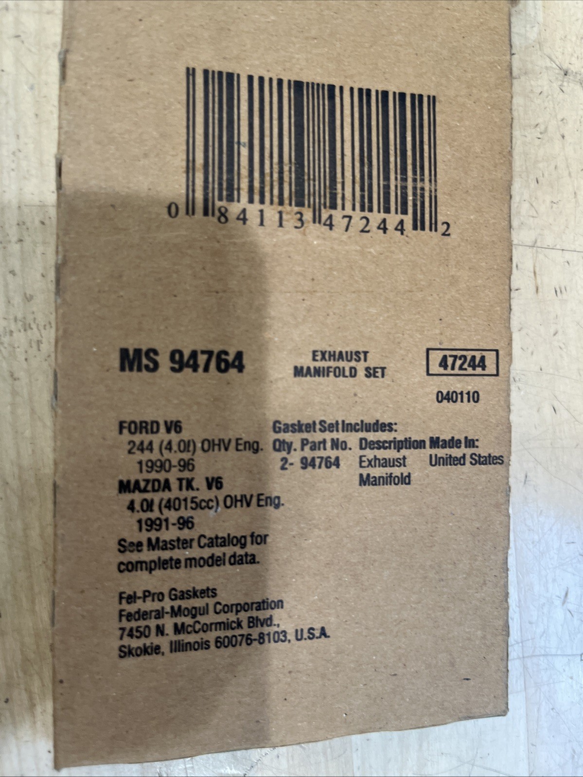 Fel-Pro MS94764 Exhaust Manifold Gasket Set 90-96 Ford 244, 91-96 Mazda 4.0L V6 - Image 3