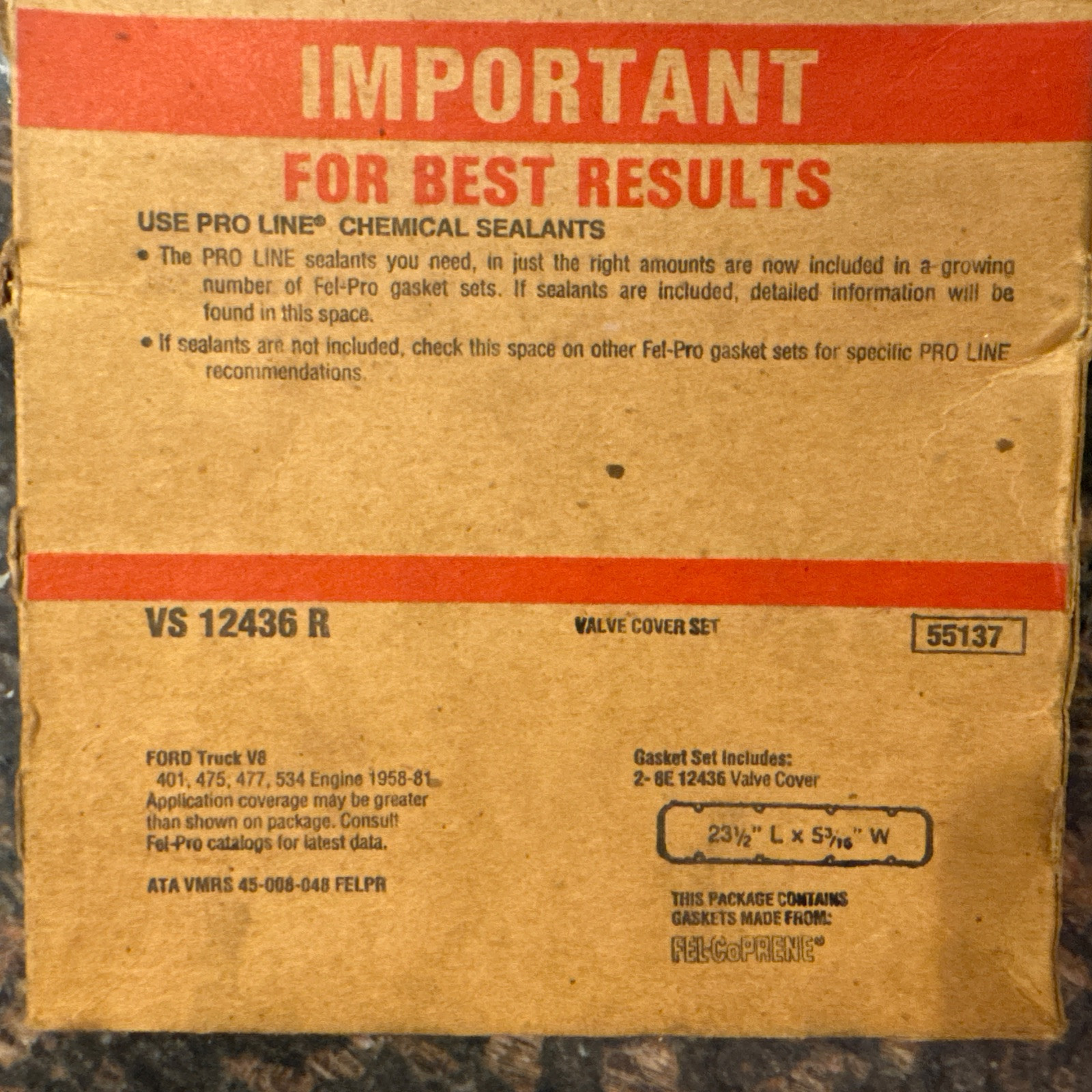 Fel-Pro VS12436R Engine Valve Cover Gasket Set New - Image 3