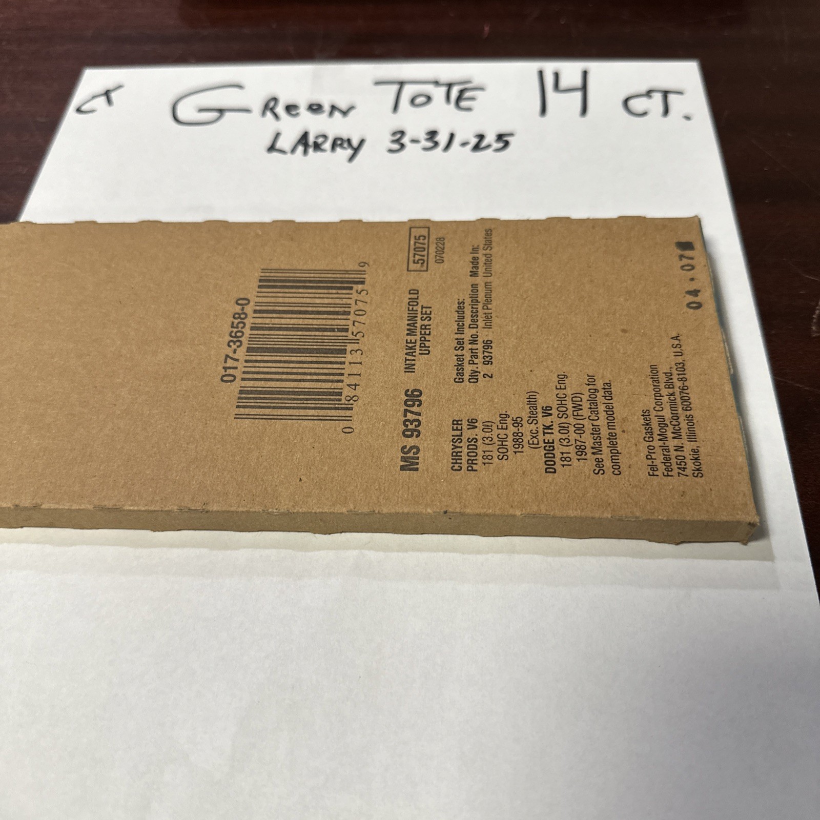 Fuel Injection Plenum Gasket Set Fel-Pro MS 93796 - Image 3