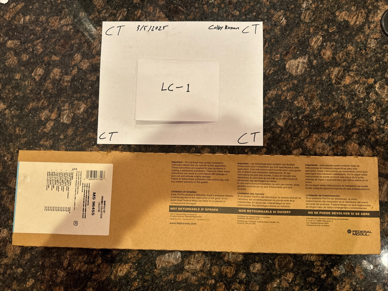 Fuel Injection Plenum Gasket Set Fel-Pro MS 96455 - Image 3