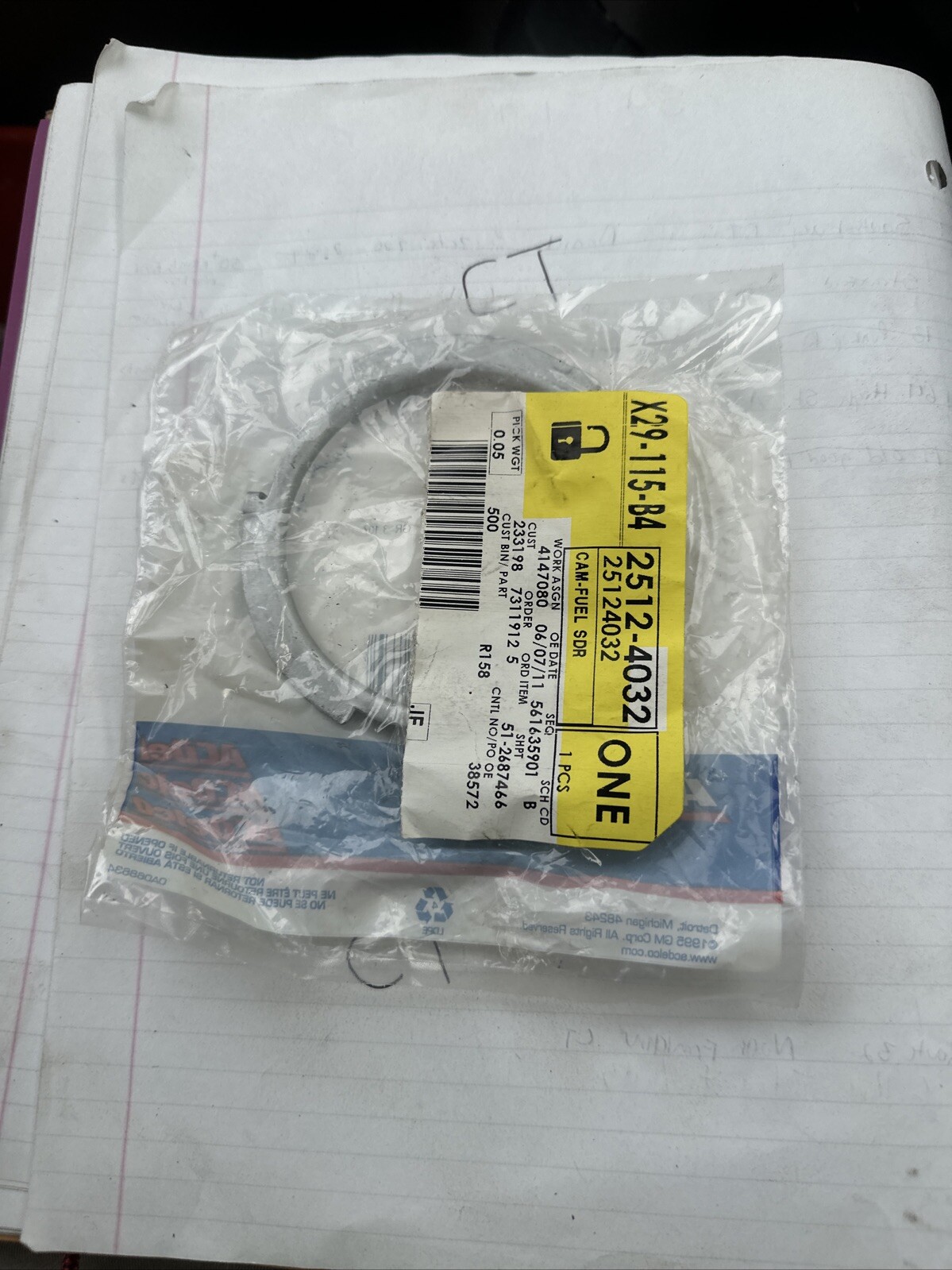 GENUINE ACDELCO GM 25124032 TR11 FUEL TANK SENDING UNIT LOCK RING - Image 3