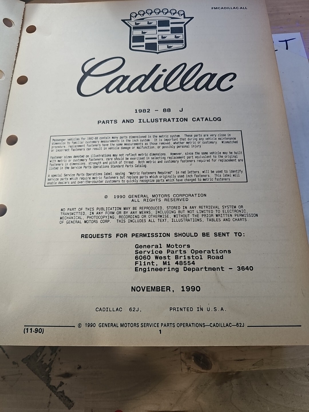 GM 1982-1988 Cadillac J Parts and Illustration Catalog - Image 4