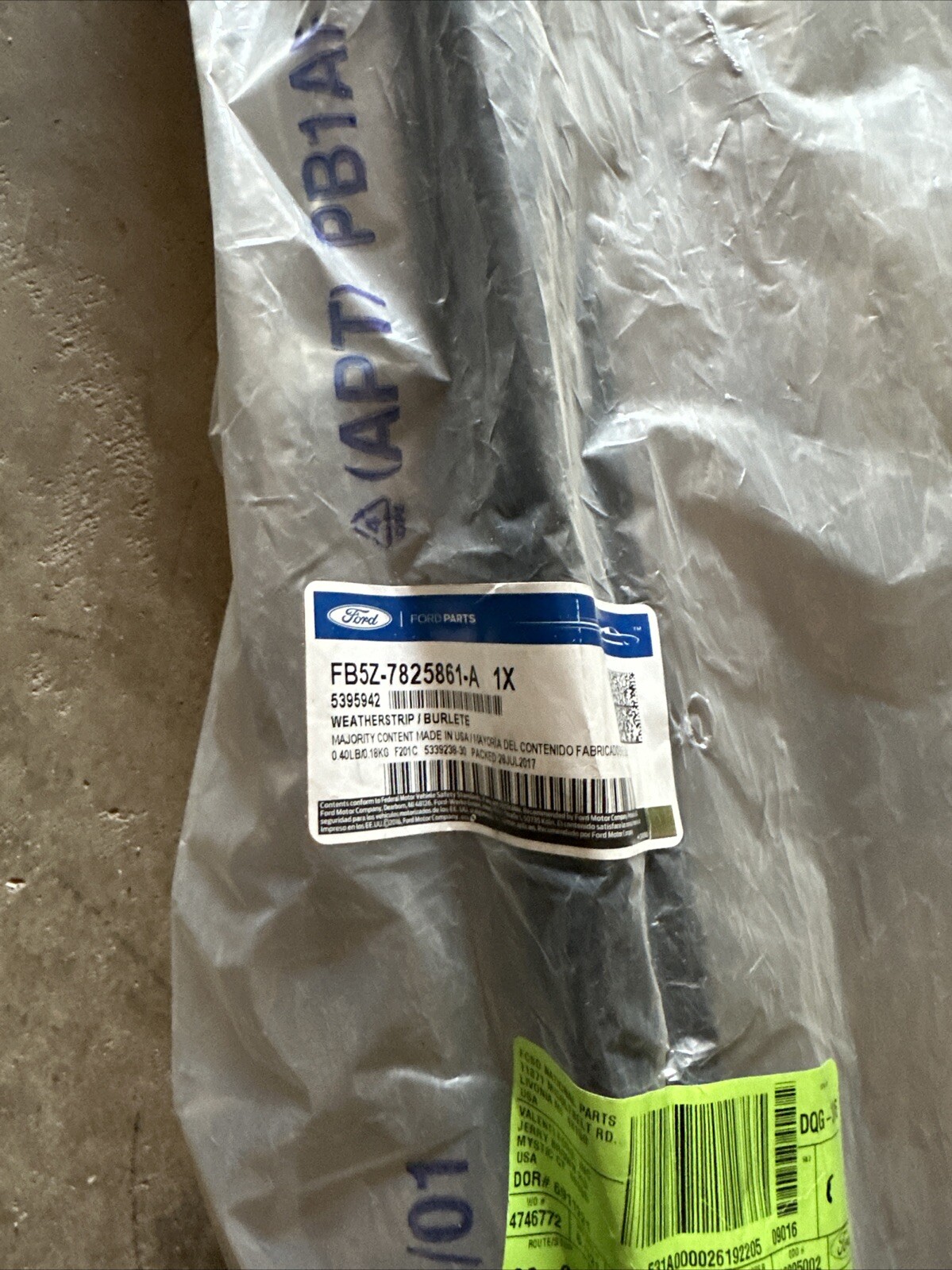 Genuine Ford Belt Weather-Strip FB5Z-7825861-A