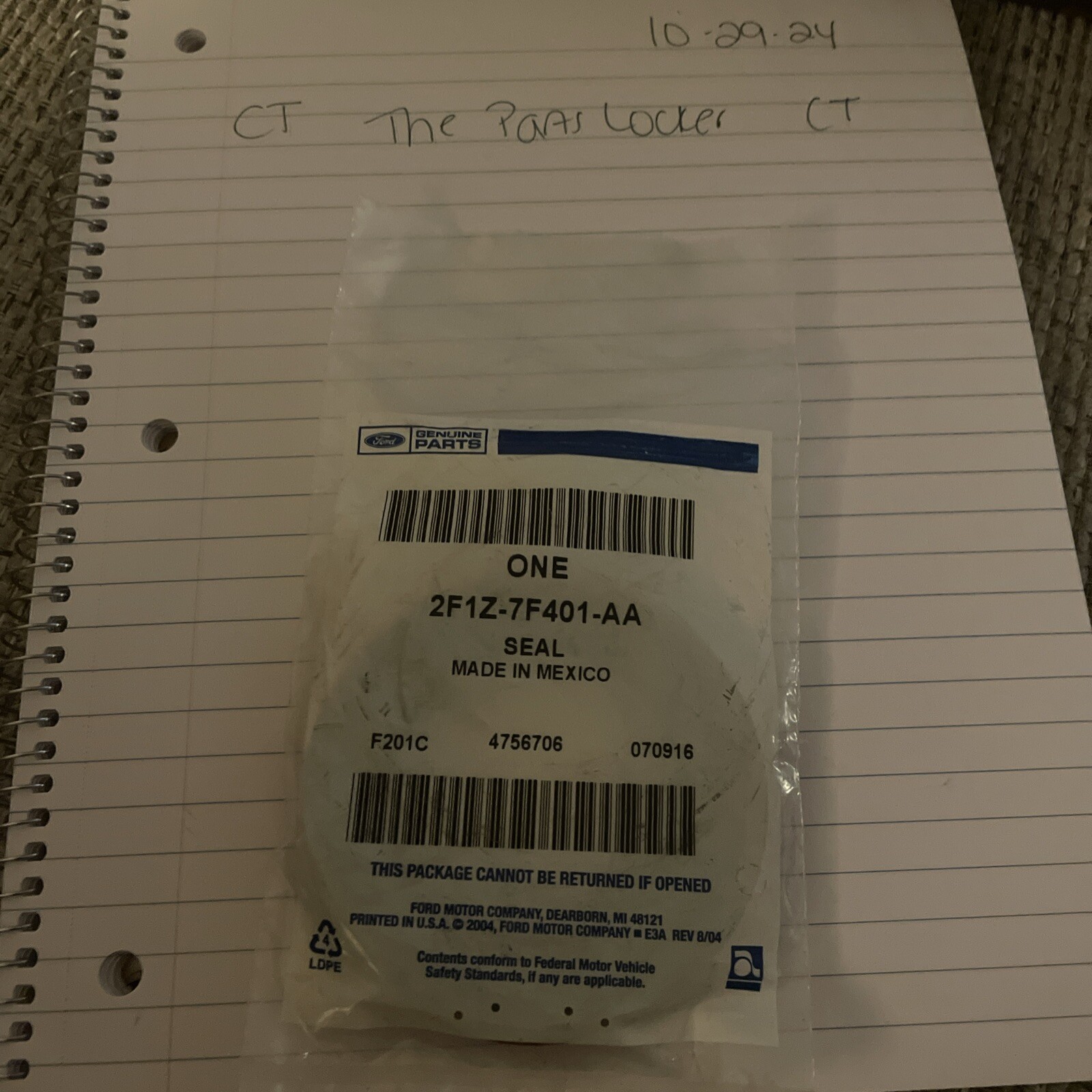 Genuine Ford Converter Seal 2F1Z-7F401-AA