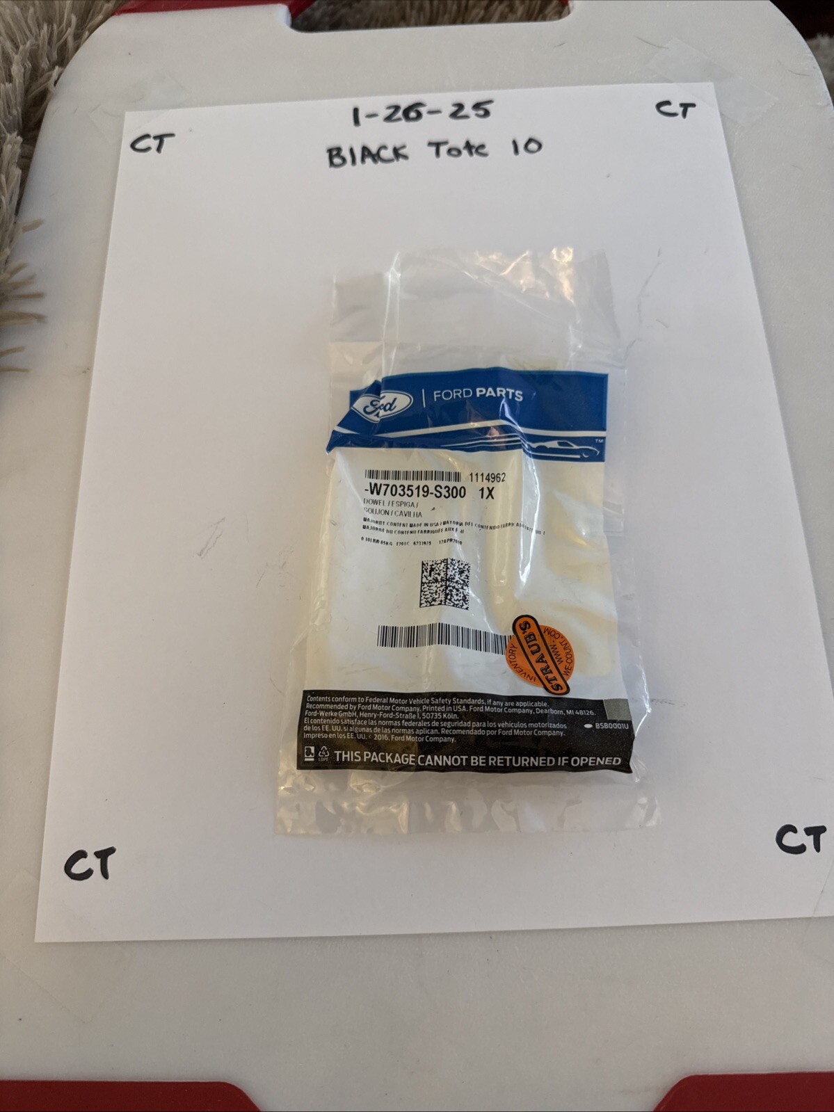 Genuine Ford Dowel Pin W703519-S300 Nos OEM