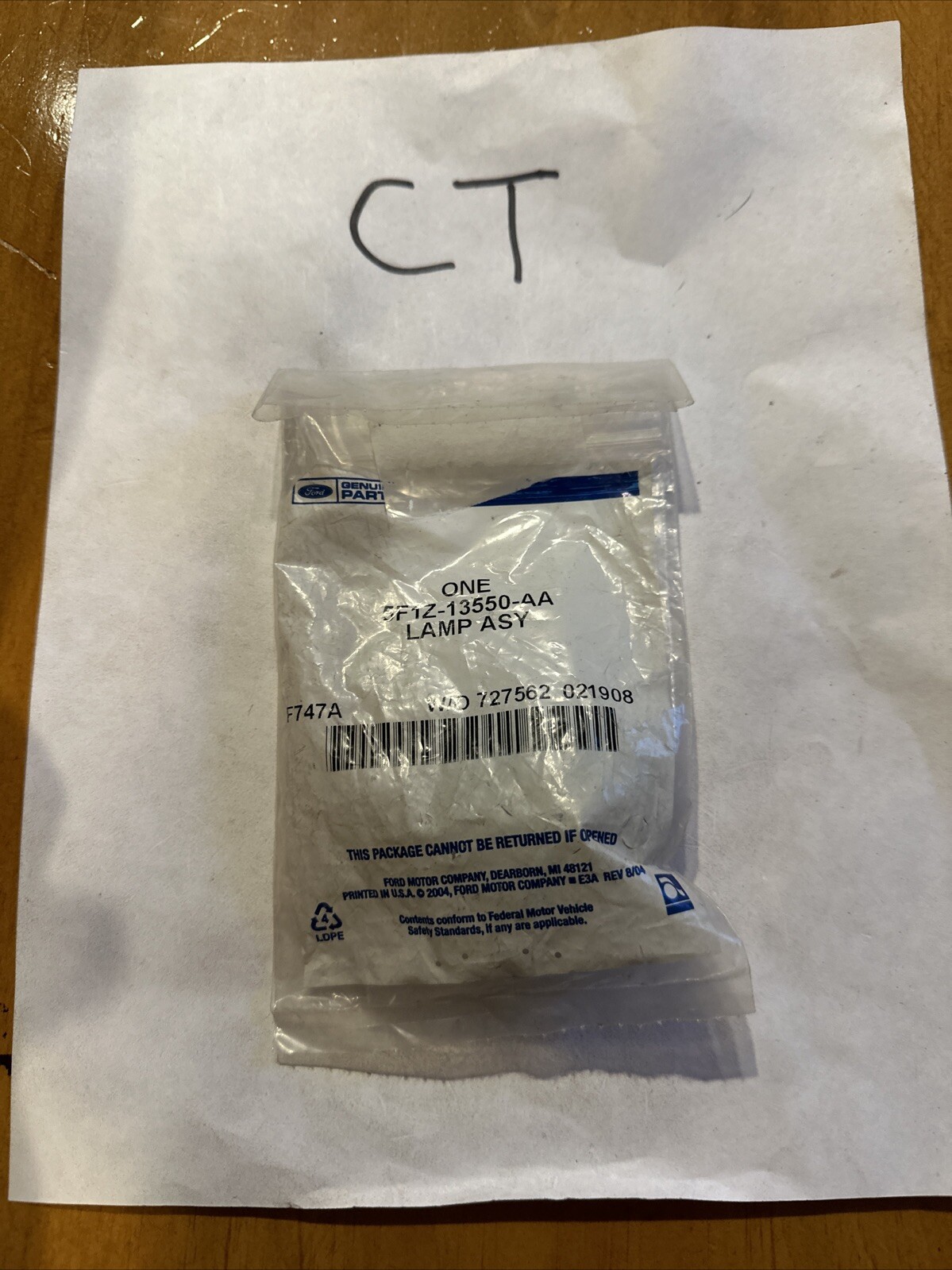 Genuine Ford License Lamp 5F1Z-13550-AA