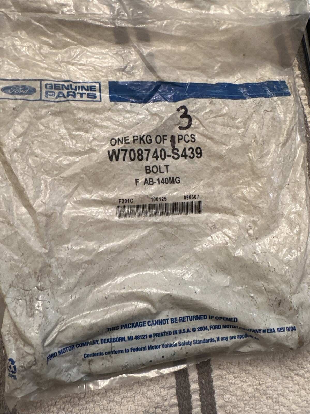Genuine Ford Lower Control Arm Bolt W708740-S439(3) Bolts