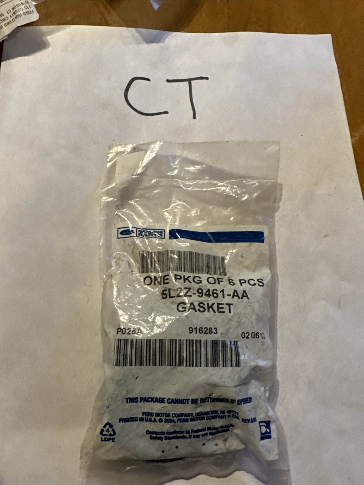Genuine Ford Manifold Gasket 5L2Z-9461-AA- QTY 6 Gaskets