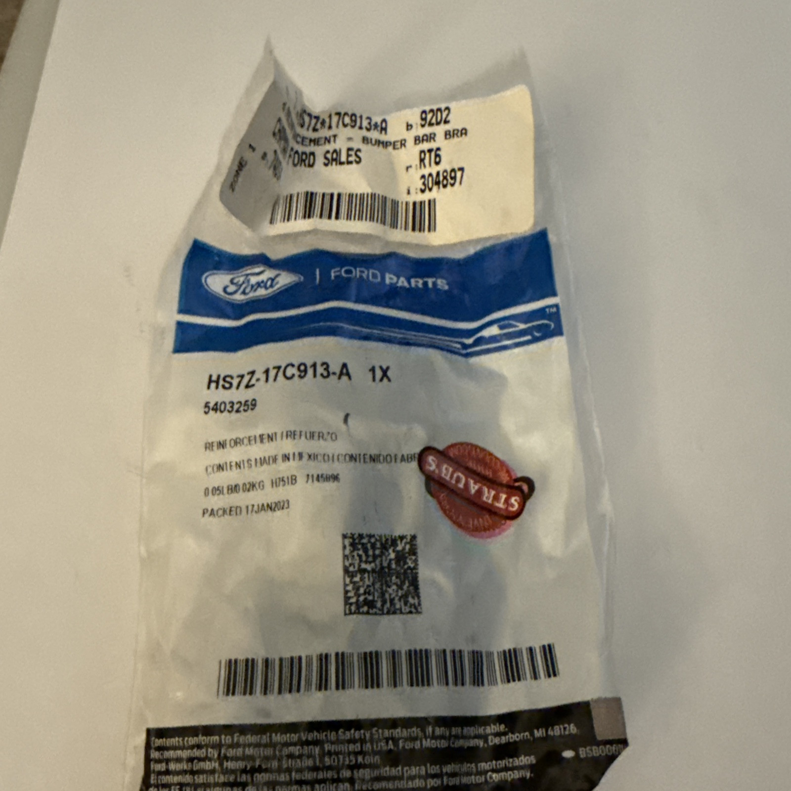 Genuine Ford OE Reinforcement - Bumper Bar Bra HS7Z-17C913-A - Image 3