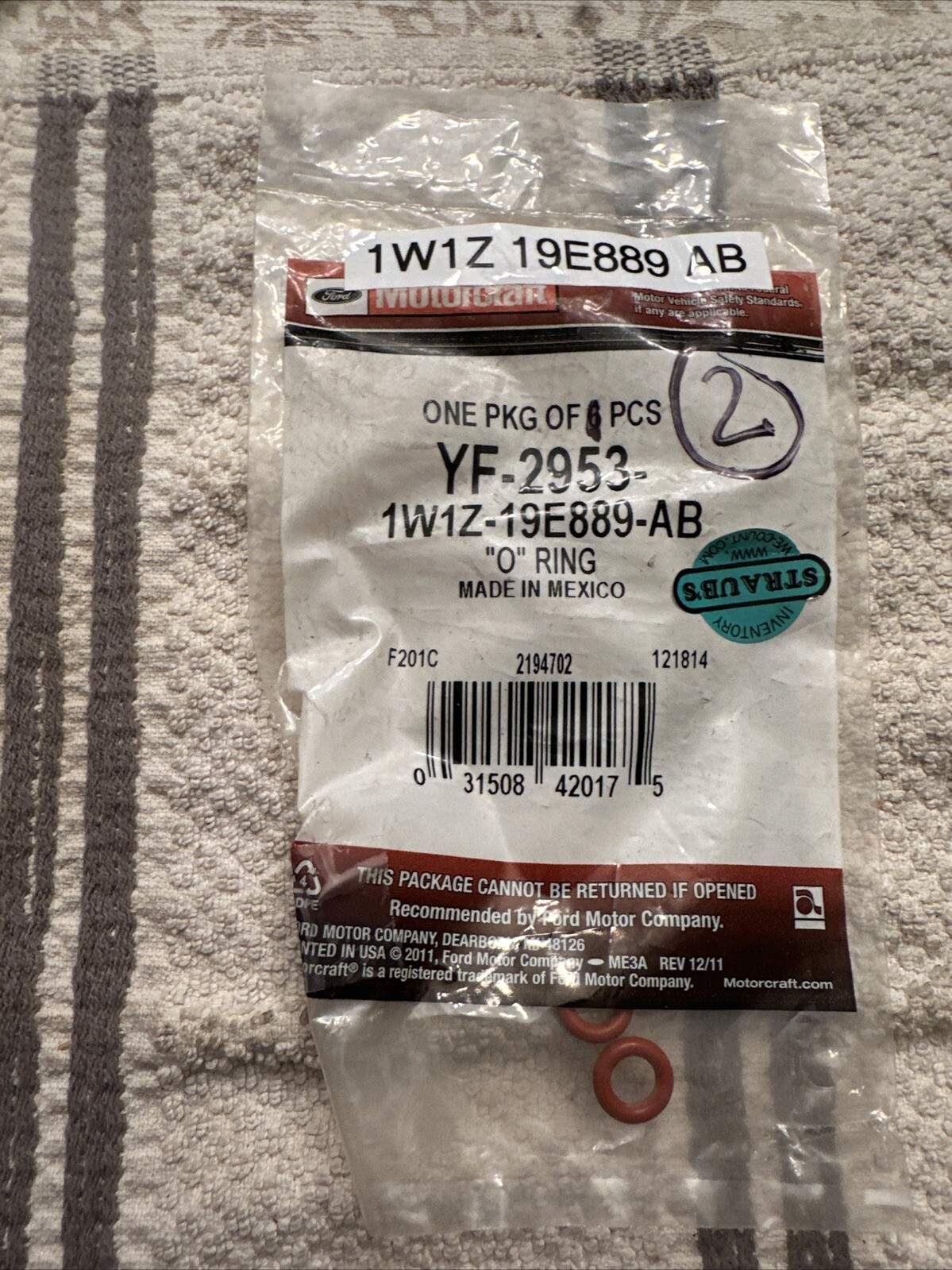 Genuine Ford Pressure Line(2) ORing 1W1Z-19E889-AB