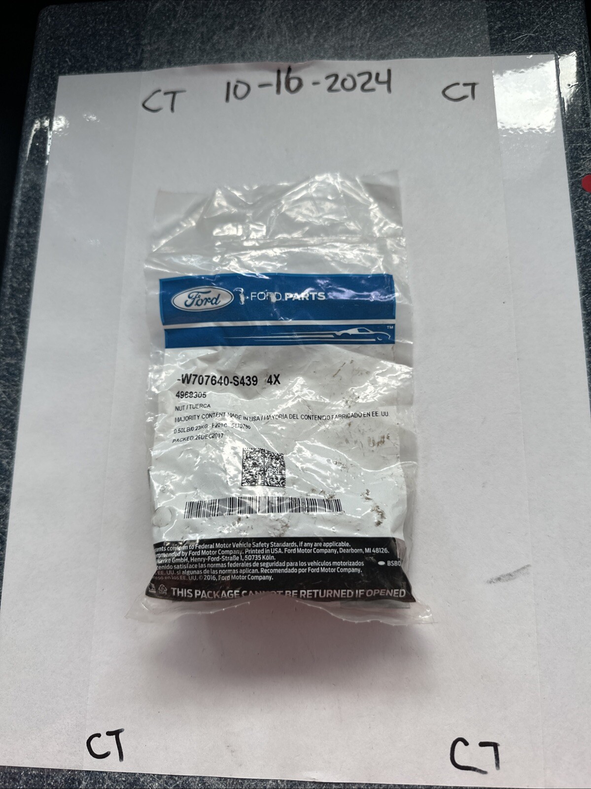 Genuine Ford Rear Plate Retainer Nut W707640-S439 (pack Of 4)