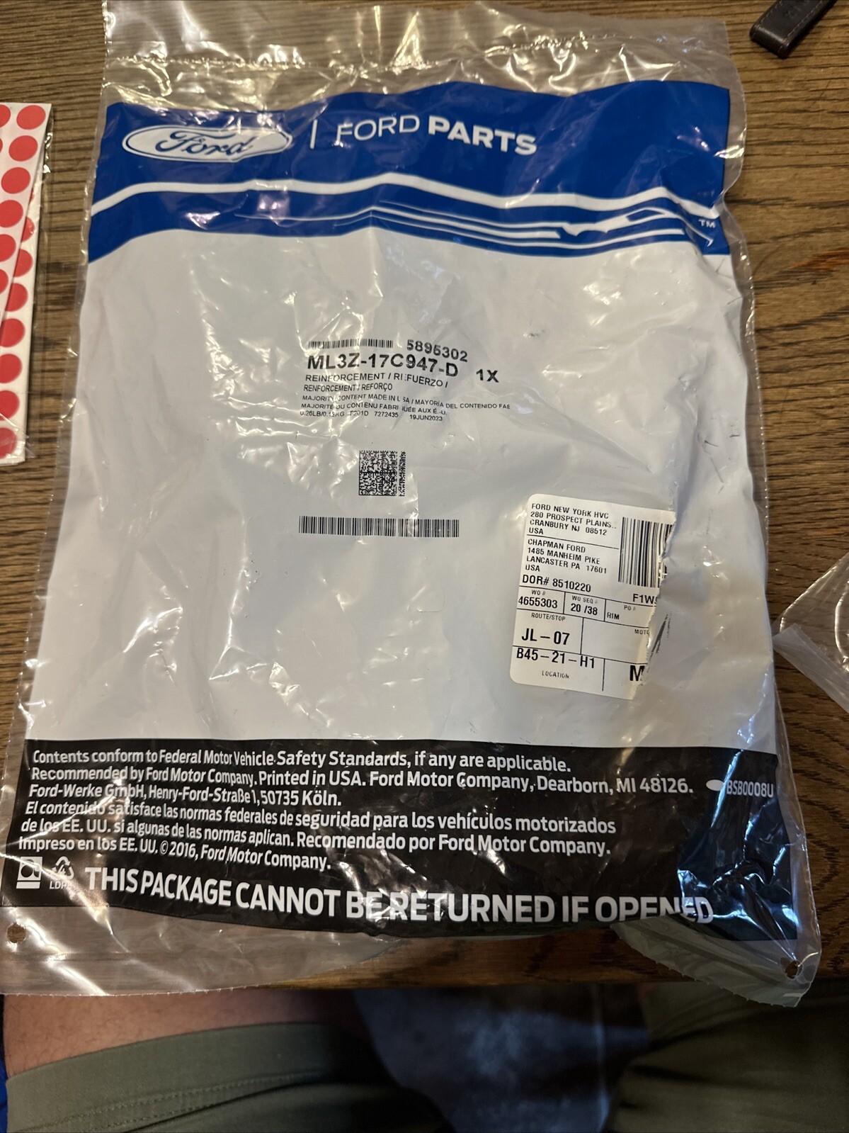 Genuine Ford Reinforcement ML3Z-17C947-D