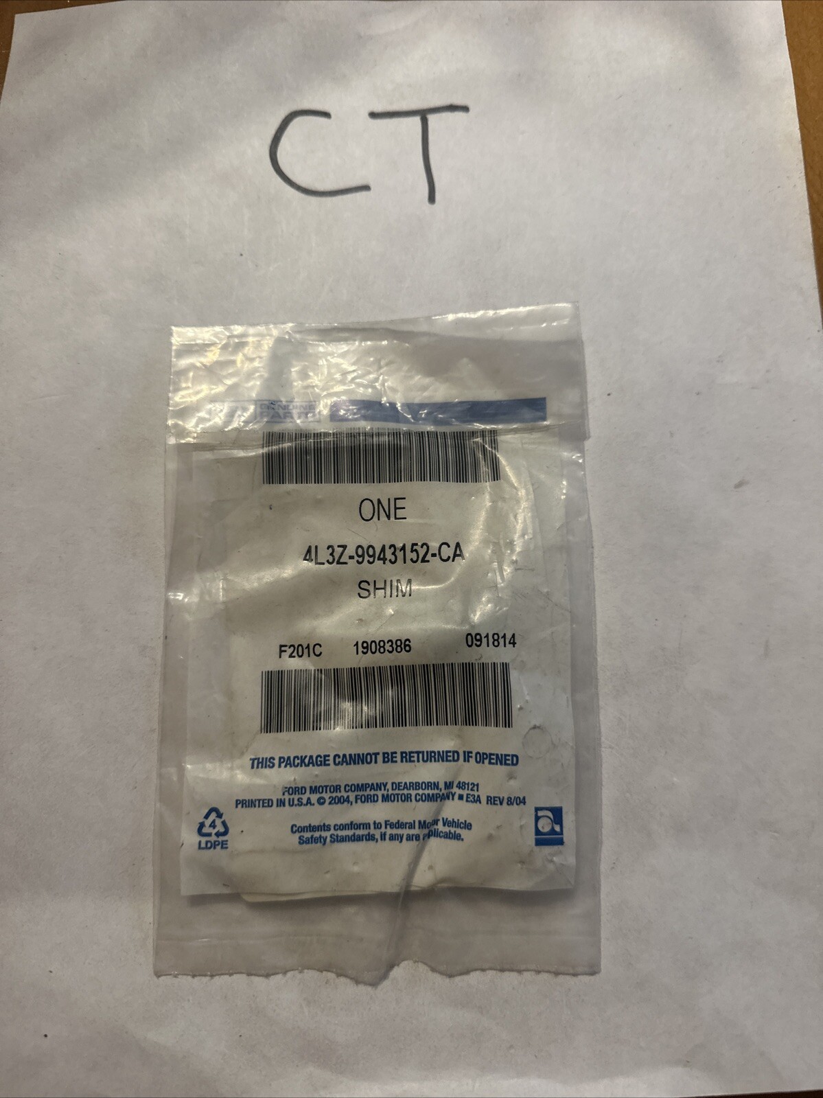 Genuine Ford Shim 4L3Z9943152CA (1pcs)