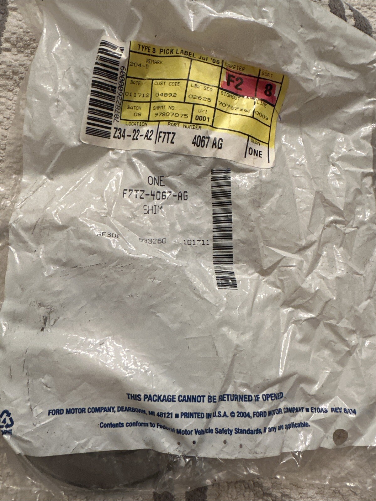 Genuine Ford Shim F7TZ-4067-AG