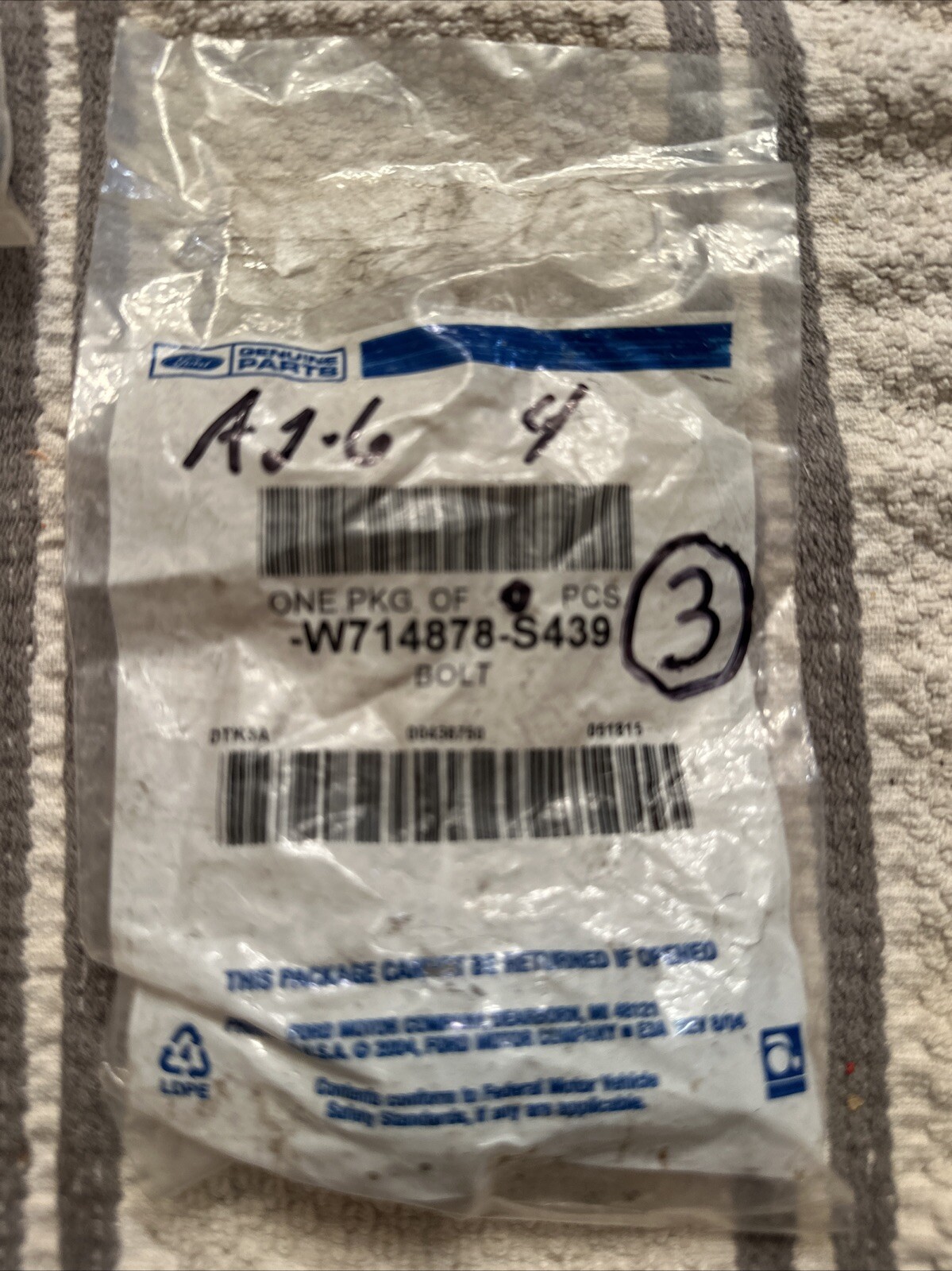 Genuine Ford Steering Column Lower Bolt W714878-S439 (3pk)