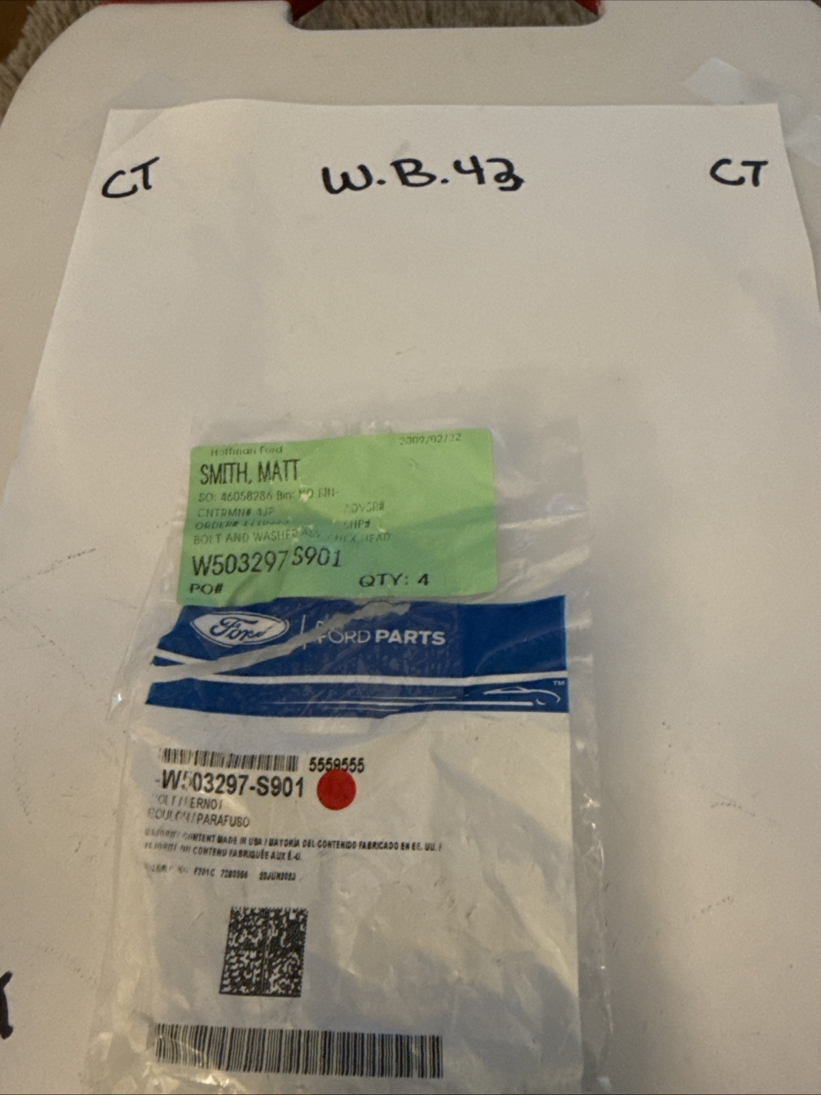 Genuine Ford W503297-S901 Hex.Head Bolt And Washer Assembly 2018-2019 Sold Ind