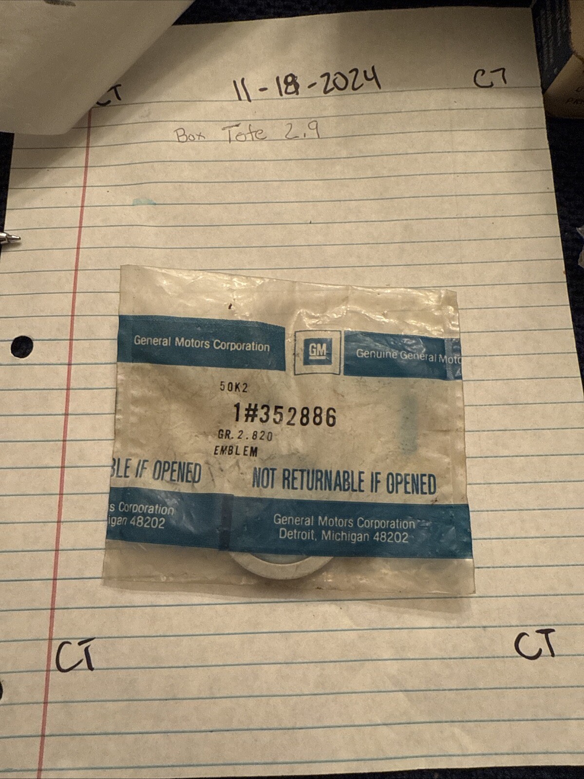 Genuine GM SS Horn Button Emblem p/n 352886 NOS Camaro Nova Chevelle