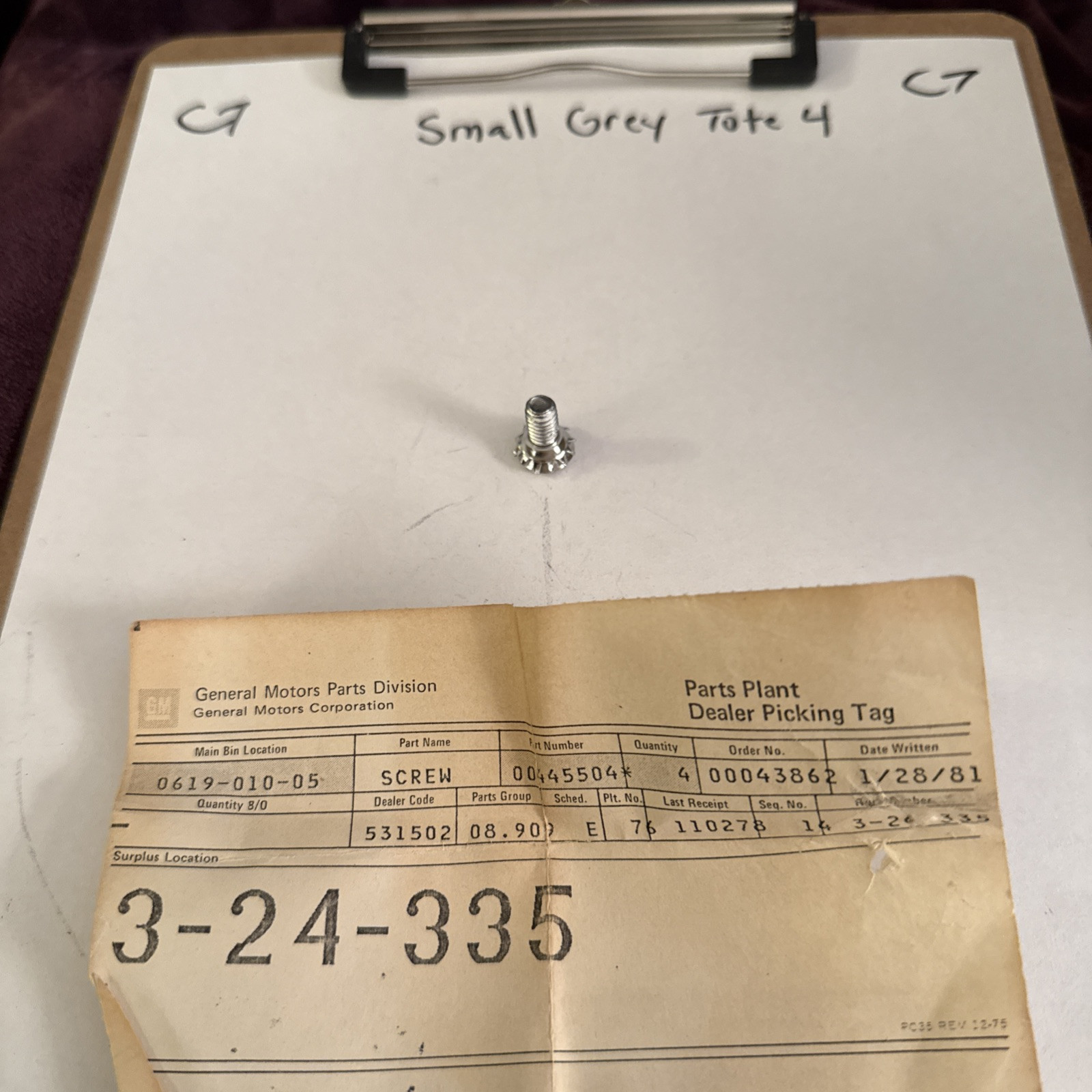 Gm Screw 445504 NOS OEM