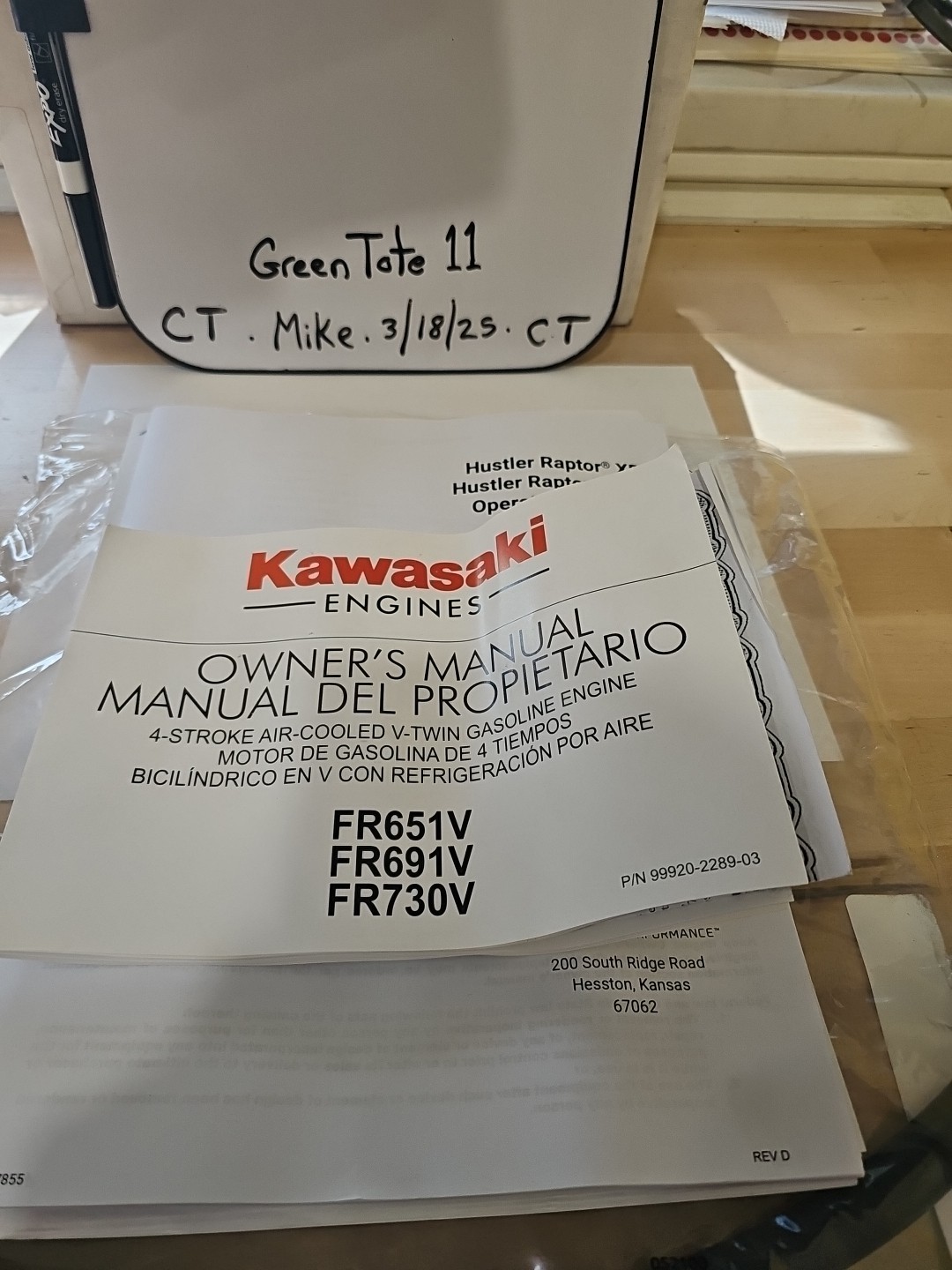 Hustler Raptor XD / XDX Mower Parts Manual & Kawasaki Engine Packet W Spare Tube - Image 4