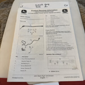 John Deere Lvu27270 Front Pto Kit Installation Instructions