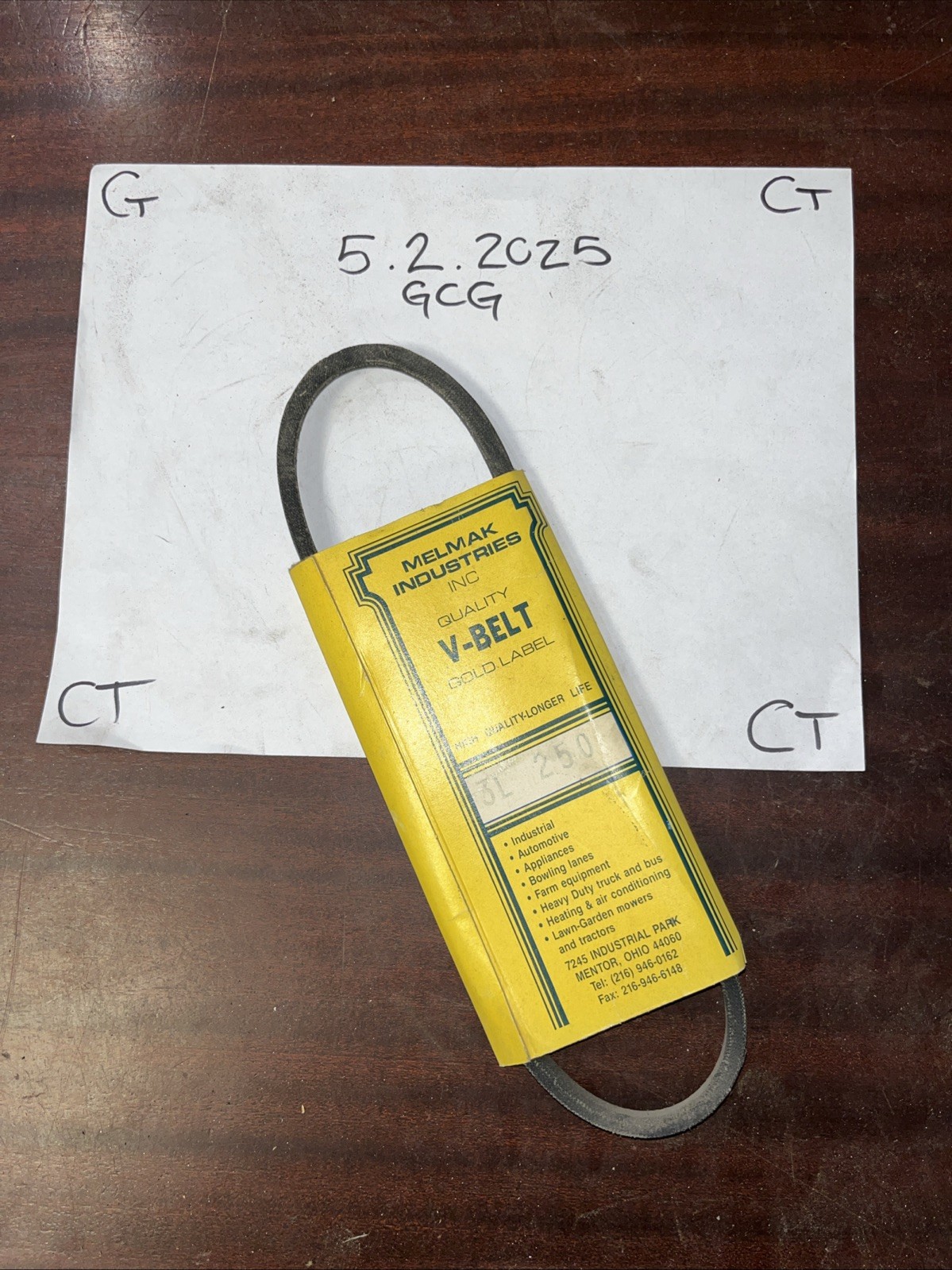 Melmak Industries V Belt 3L250