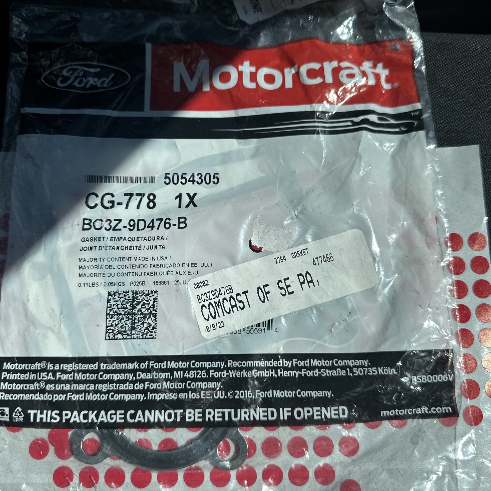 Motorcraft CG-778 Ford 9D476-B Valve Gasket