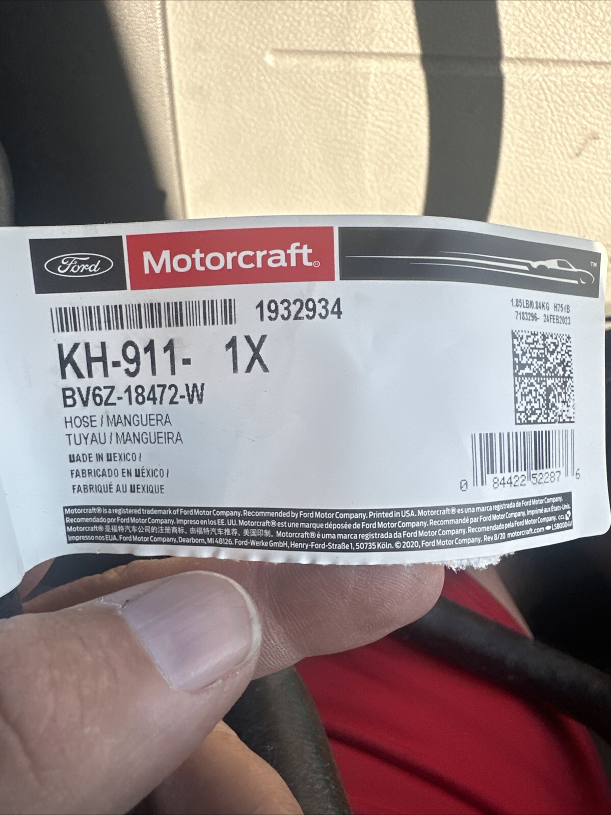 Motorcraft KH911 HVAC Heater Hose