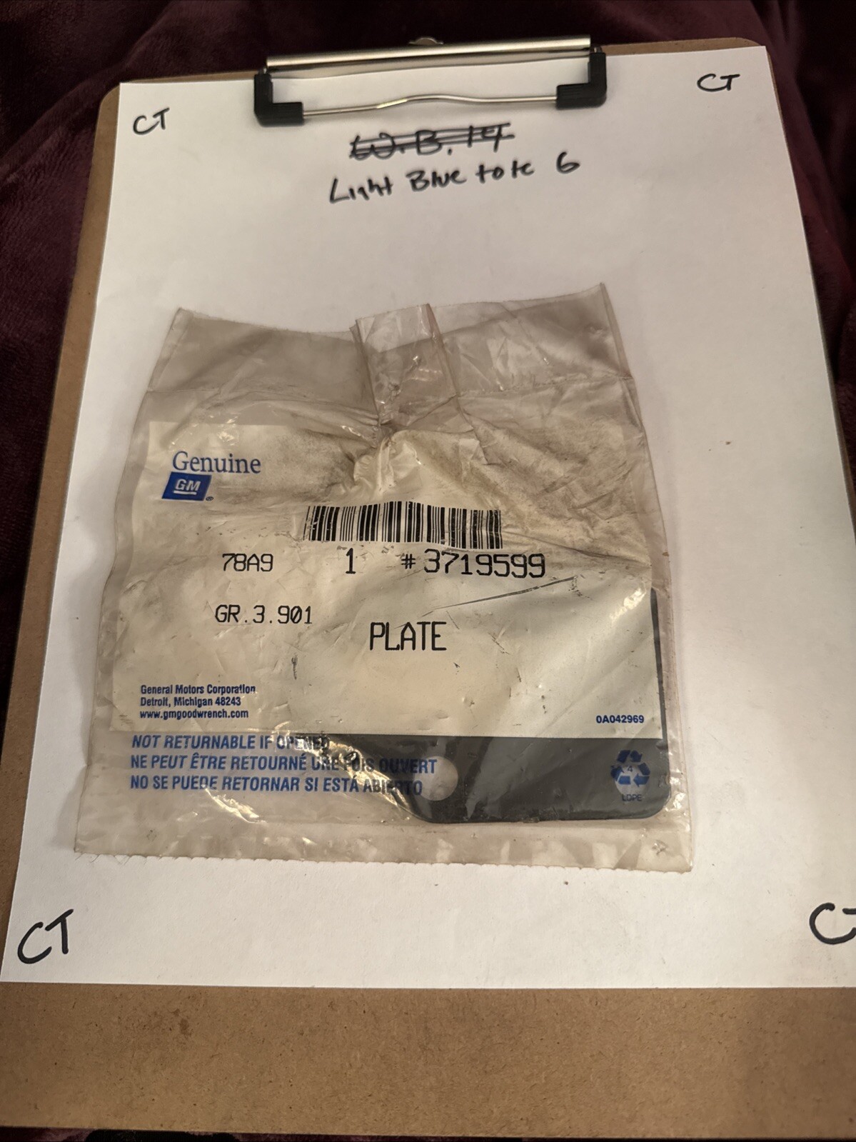 NEW 1955 - 1978 Small Block V8 Fuel Pump Mounting Plate GM NOS 3719599