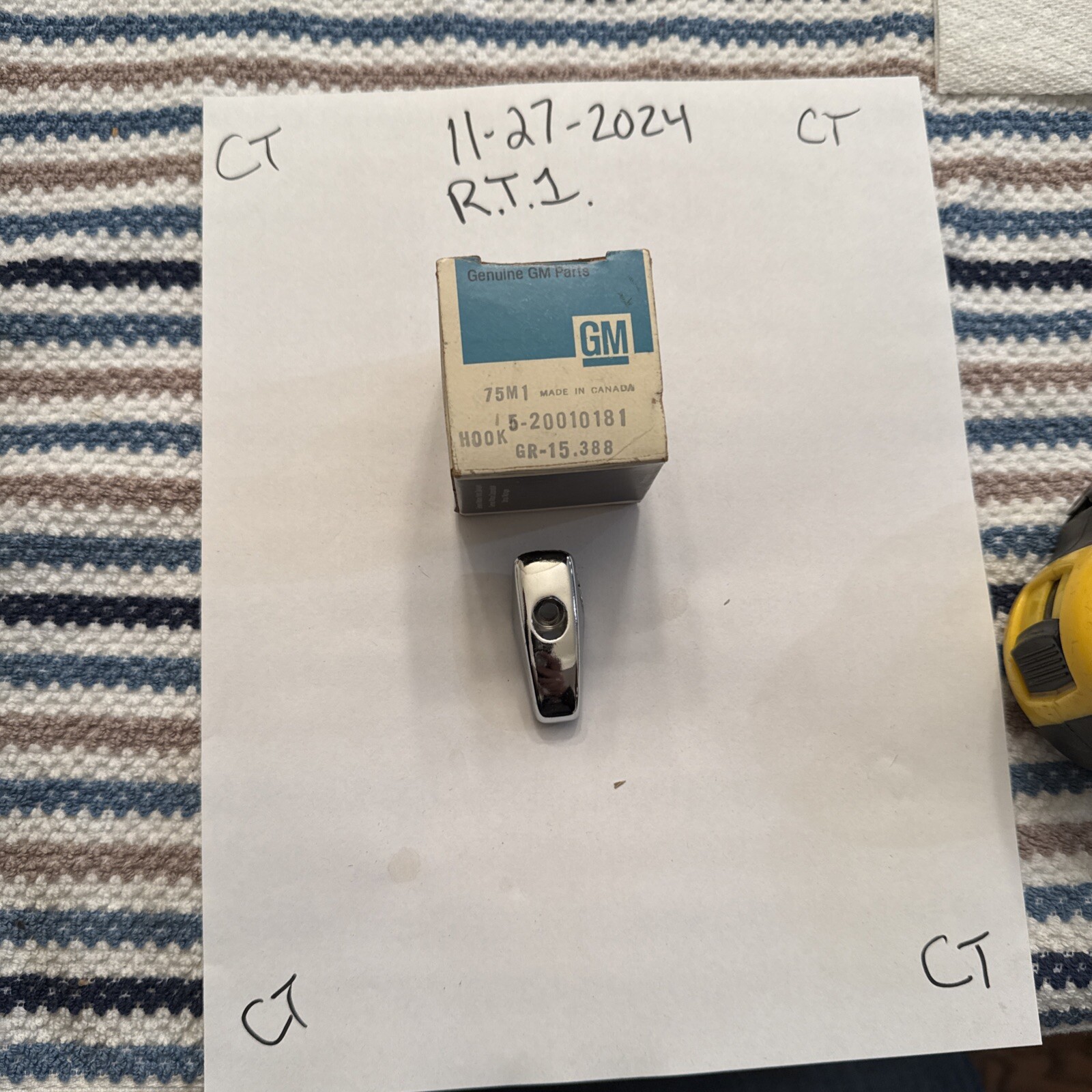 NOS 1976-85 CADILLAC METAL COAT HOOK 20010181 GM