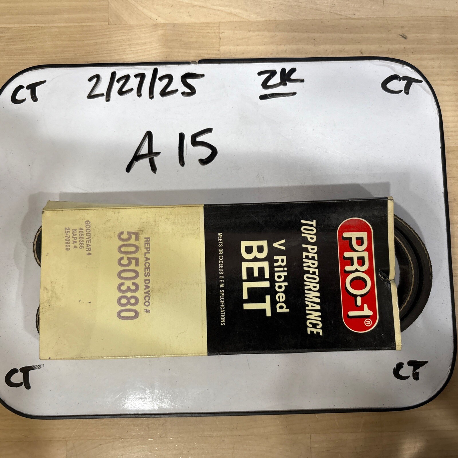 Pro-1 V Ribbed Serpentine Belt Replaces Dayco 5050380 & Gates K050385