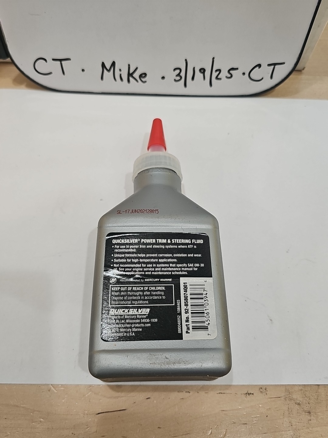Quicksilver 92-858074Q01 Power Trim And Steering Fluid - 8 Oz. Bottle - Image 3