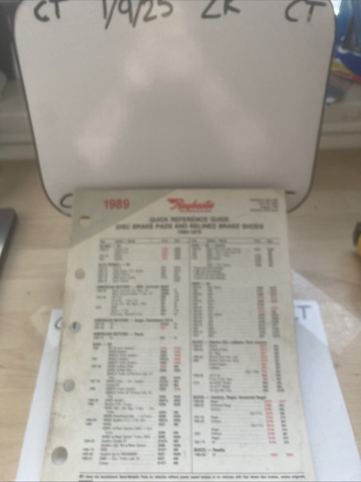 Raybestos 1989 Quick Reference Guide 79-89 (Disc Pads and Relined Shoes)